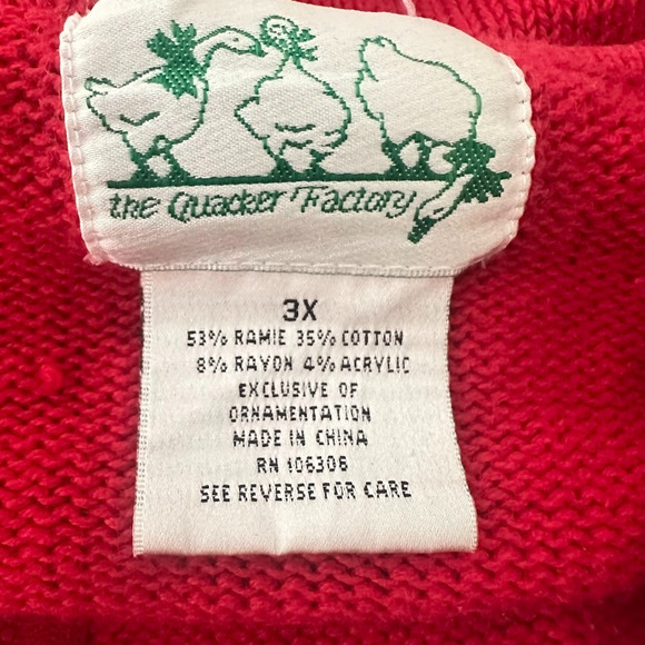 The Quacker Factory Reindeer 2X Red Christmas Cardigan Sweater Full Zip Novelty - Picture 7 of 10